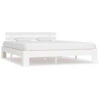 Bed Frame White Solid Pine Wood 180x200 cm Super King