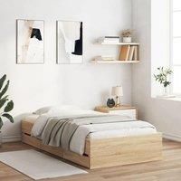 Berkfield Home Bed Frame with Drawers without Mattress Sonoma Oak 100x200 cm in Brown