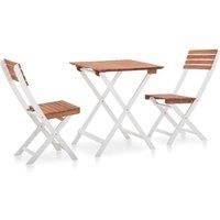 3 Piece Bistro Set Solid Acacia Wood Dark Brown and White