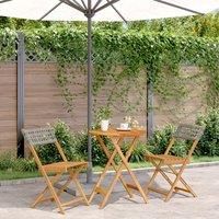 Berkfield Home 3 Piece Bistro Set Grey Poly Rattan & Solid Wood