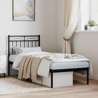 Metal Bed Frame with Headboard Black 75x190 cm Small Single