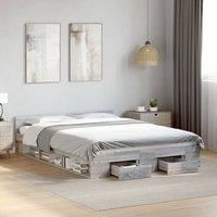 Berkfield Home Bed Frame with Drawers without Mattress Grey Sonoma 120x190 cm Small Double