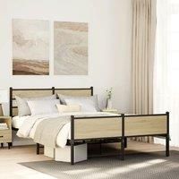 Berkfield Home Bed Frame without Mattress Sonoma Oak 140x200 cm Engineered Wood in Brown