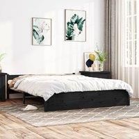 Bed Frame Black Solid Wood 140x190 cm