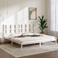 Bed Frame White Solid Wood Pine 200x200 cm