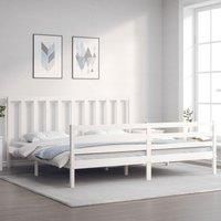 Bed Frame with Headboard White 200x200 cm Solid Wood