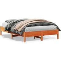 Berkfield Home Bed Frame without Mattress Wax Brown 150x200 cm King Size Solid Wood Pine