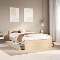 Berkfield Home Bed Frame without Mattress with Headboard 150x200 cm King Size Solid Wood Pine in Brown