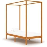 Canopy Bed Frame Honey Brown Solid Pine Wood 90x200 cm