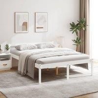 Bed Frame White 150x200 cm King Size Solid Wood Pine