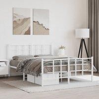 Berkfield Home Metal Bed Frame without Mattress with Footboard White 140x190cm | Size: 140x190 cm