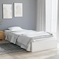 Bed Frame White Solid Wood 75x190 cm Small Single