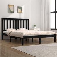 Bed Frame Black Solid Wood Pine 200x200 cm