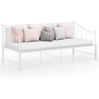 Pull-out Sofa Bed Frame White Metal 90x200 cm