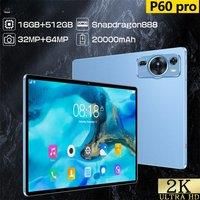 New Original P60 Pro 4G 5G Dual Sim Tablet Android 14 kids Tab 20000mAh 10.1'' inch HD Global Version Tablets PC With Keyboard