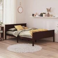 Bed Frame Dark Brown Solid Wood Pine 160x200 cm