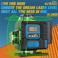 GZG 16-Line 4D Laser Level - Yellow and Black, Rechargeable 18650 Battery, USB Charging, Ideal for Construction