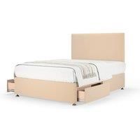 Bedmaster Plush Velvet Divan Base With Storage And Plain Headboard - Colour And Size Options (Natural 2 Drawer, Single)