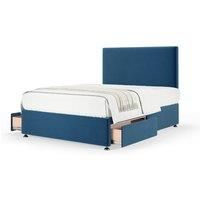 Bedmaster Plush Velvet Divan Base With Storage And Plain Headboard - Colour And Size Options (Blue 2 Drawer, Single)