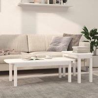 2 Piece Coffee Table Set White Solid Wood Pine