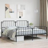 Metal Bed Frame with Headboard and Footboard Black 193x203 cm
