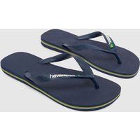 Havaianas Brasil Logo - Unisex Flip Flops - Navy Blue - 4110850-0555 - Brand New