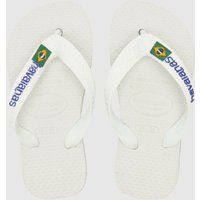 Havaianas White Brasil Logo Junior Sandals