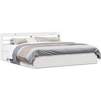 Berkfield Home Bed Frame with Headboard White 180x200 cm Super King Solid Wood Pine