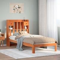 Berkfield Home Bookcase Bed without Mattress Wax Brown 100x200cm Solid Wood Pine | Size: 100x200 cm
