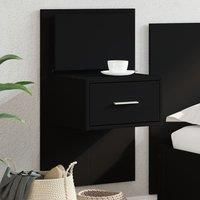 Berkfield Home Wall-mounted Bedside Cabinet with LED Lights Black