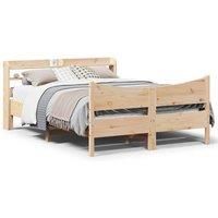 Berkfield Home Bed Frame with Headboard 140x200 cm Solid Wood Pine in Brown