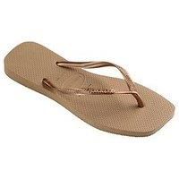 Havaianas Square Toe Logo Metallic Flip Flops - Rose Gold
