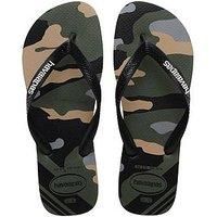 Havaianas Top Camu Flip Flops 4141398.6132 Green Olive/Black NEW