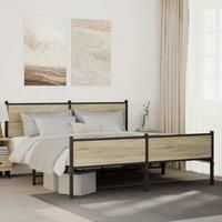 Berkfield Home Metal Bed Frame without Mattress Sonoma Oak 160x200 cm in Brown