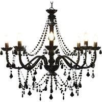 Berkfield Home Chandelier with Beads Black 8 x E14 Bulbs