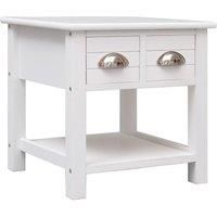 Side Table White 40x40x40 cm Paulownia Wood