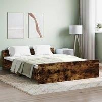 Bed Frame with Headboard and Footboard Smoked Oak 150x200 cm King Size