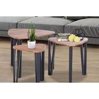 3Pc Stackable Walnut Coffee Table Set