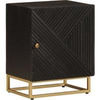 Berkfield Home Bedside Cabinet Black 40x30x50 cm Solid Wood Mango & Iron | Size: 40 x 30 x 50 cm