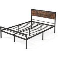 Industrial Double Size Bed Frame Metal Platform Bed with 9 Support Legs