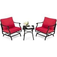3 Piece Rocking Chair and Table Set, Patio Bistro Set Glider Rocker Seat