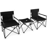3 Piece Camping Chairs & Table Set Outdoor Foldable Lawn Chair Table w/ Carrying Bag