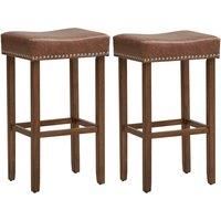 Set of 2 Bar Stools Upholstered Counter Height Saddle Stools PU Leather 74cm