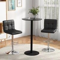 Costway Set of 2 Bar Stool PU Leather Armless Dining Chairs 360 Swivel & Height Adjustable Seat in Black