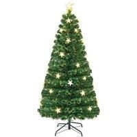 Costway 5FT Pre-Lit Artificial Christmas Tree Fiber Optics Xmas Tree in Green