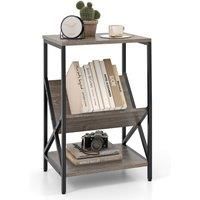 Record Holder Shelf 3-Tier Record Player Stand-Grey