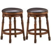 Set of 2 Bar Stools Kitchen Counter Height Pub Chair 360 Swivel 62cm Tall