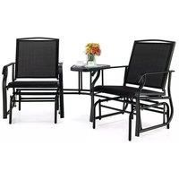 3PCS Rocking Chair & Table Set Garden Bistro Set Glider Rocker W/ Umbrella Hole