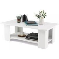 Costway 2-tier Modern Coffee Table Center Cocktail Table Wooden Accent Table in White