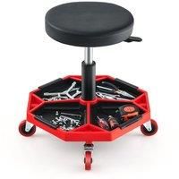 Costway Rolling Mechanic Stool Height Adjustable Workshop Creeper Seat 360 Swivel in Red